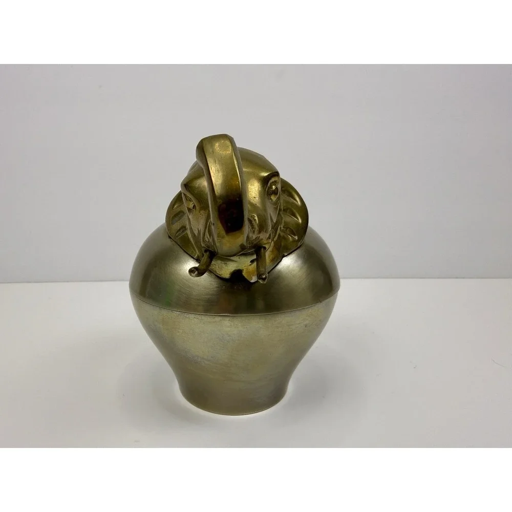 Vintage Silver Tone Trinket bowl w/ Brass Elephant Head & Tail